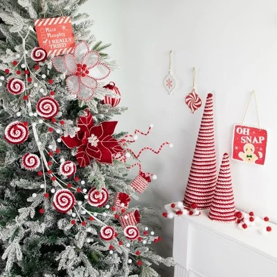 Northlight 30" Candy Cane Swirls And Pom Poms Christmas Garland 3 Northlight 30" Candy Cane Swirls And Pom Poms Christmas Garland