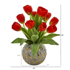 Nearly Natural Tulip Artificial Arrangement In Decorative Vase, White 13 Nearly Natural Tulip Artificial Arrangement In Decorative Vase, White -Artificial Plant Store GUEST 03d9b6b4 cb43 47d3 b4b4 0004a354f598