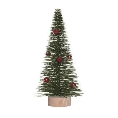 Transpac Artificial 10.24 In. Green Christmas Bottle Brush Tree With Ornaments 3 Transpac Artificial 10.24 In. Green Christmas Bottle Brush Tree With Ornaments