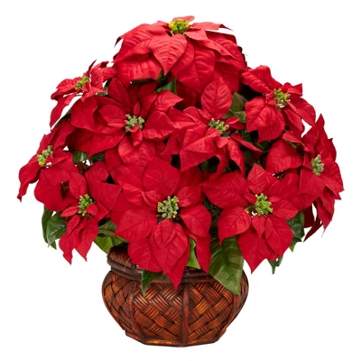 Nearly Natural Poinsettia With Decorative Planter Artificial Arrangement 4 Nearly Natural Poinsettia With Decorative Planter Artificial Arrangement - Image 2
