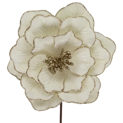 Northlight 24" Glittered Cream Magnolia Christmas Stem Spray 4 Northlight 24" Glittered Cream Magnolia Christmas Stem Spray - Image 2
