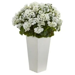 Nearly Natural 27-in Geranium Artificial Plant In White Planter UV Resistant (Indoor/Outdoor), White 13 Nearly Natural 27-in Geranium Artificial Plant In White Planter UV Resistant (Indoor/Outdoor), White -Artificial Plant Store GUEST 0b388525 e5ea 4eb8 90a4 b92737555372