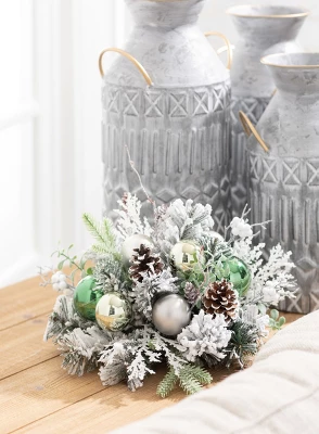 Sullivans Pine & Ornament Artificial Orb Decorative Filler 10"H Silver 4 Sullivans Pine & Ornament Artificial Orb Decorative Filler 10"H Silver - Image 2