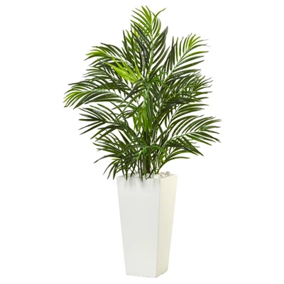 Nearly Natural 39-in Areca Artificial Palm In White Square Planter 4 Nearly Natural 39-in Areca Artificial Palm In White Square Planter - Image 2