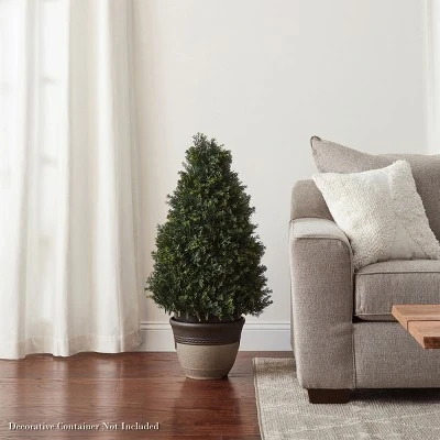 Artificial Cypress Topiary-37 Tower Style Faux Plant In Sturdy Pot - Realistic Indoor Or Outdoor Potted Shrub-Home Decor By Pure Garden 7 Artificial Cypress Topiary-37 Tower Style Faux Plant In Sturdy Pot - Realistic Indoor Or Outdoor Potted Shrub-Home Decor By Pure Garden - Image 5