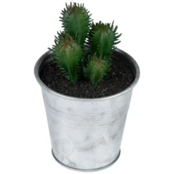 Northlight 3.5" Tropical Cactus In Tin Pot Artificial Potted Plant - Green/Red -Artificial Plant Store GUEST 14a2be53 aec7 4f4a bb8a 3a27cdb3a9f9