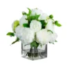 Nearly Natural Wedding Collection 13-in Peony And Camellia Artificial Arrangement In Glass Vase