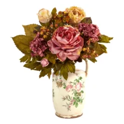 Nearly Natural 18-in Peony Artificial Arrangement In Floral Pitcher 7 Nearly Natural 18-in Peony Artificial Arrangement In Floral Pitcher -Artificial Plant Store GUEST 18925c06 40fc 4833 8bdd 5697fa15c99e