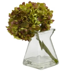 Set Of 3 Artificial Hydrangea Plant In Glass Vase - Nearly Natural -Artificial Plant Store GUEST 18bb499f 4bcc 411f b86e a86923aecaf9