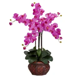 Nearly Natural Phalaenopsis With Decorative Vase Artificial Flower Arrangement, Orchid
