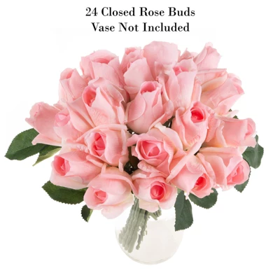 Artificial Rose Bud Bundles ? 24PC Real Touch Fake 11.5-Inch Flowers With Stems For Home Décor, Wedding, Or Bridal/Baby Showers By Pure Garden (Pink) 9 Artificial Rose Bud Bundles ? 24PC Real Touch Fake 11.5-Inch Flowers With Stems For Home Décor, Wedding, Or Bridal/Baby Showers By Pure Garden (Pink) - Image 7