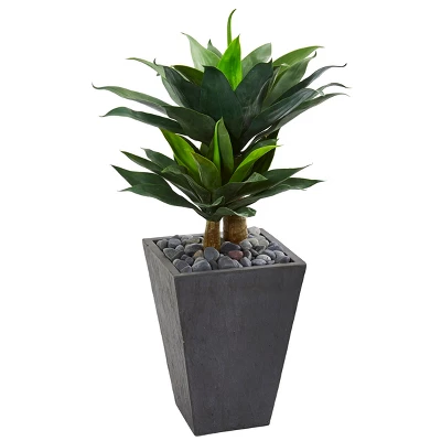 Nearly Natural 37-in Double Agave Succulent Artificial Plant In Slate Planter 4 Nearly Natural 37-in Double Agave Succulent Artificial Plant In Slate Planter - Image 2