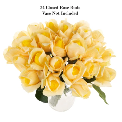 Rose Artificial Flowers - 24Pc Real Touch 11.5-Inch Fake Flower Set With Stems For Home Décor, Wedding, Or Bridal/Baby Showers By Pure Garden (Yellow) 6 Rose Artificial Flowers - 24Pc Real Touch 11.5-Inch Fake Flower Set With Stems For Home Décor, Wedding, Or Bridal/Baby Showers By Pure Garden (Yellow) - Image 4