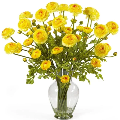 Nearly Natural Ranunculus Liquid Illusion Artificial Flower Arrangement, Yellow 8 Nearly Natural Ranunculus Liquid Illusion Artificial Flower Arrangement, Yellow - Image 6