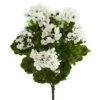 Nearly Natural Geranium Artificial Bush, UV Resistant, Set Of 3 (Indoor/Outdoor), White