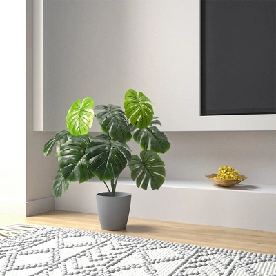 Forever Leaf 32" Artificial Monstera Plant In Cement Pot, Indoor Artificial Plant For Home Decor 5 Forever Leaf 32" Artificial Monstera Plant In Cement Pot, Indoor Artificial Plant For Home Decor - Image 3