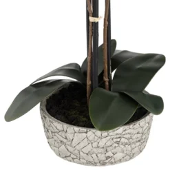 Studio 55D Potted Silk Faux Artificial Flower Realistic Red Orchid In Crackle Gray Vase For Home Decoration Living Room 24" High 9 Studio 55D Potted Silk Faux Artificial Flower Realistic Red Orchid In Crackle Gray Vase For Home Decoration Living Room 24" High -Artificial Plant Store GUEST 29eff330 35ea 4b42 a300 aa658bcdecff