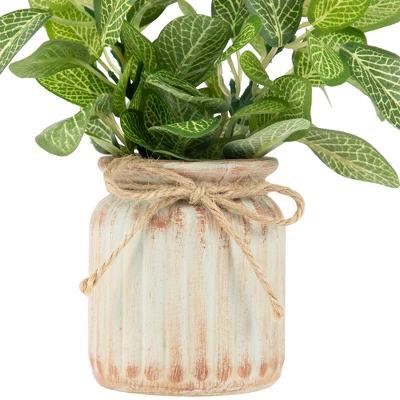 Northlight 8" Reticulated Artificial Spring Foliage In Ceramic Pot 5 Northlight 8" Reticulated Artificial Spring Foliage In Ceramic Pot - Image 3