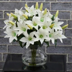 Nearly Natural 16-in Lily Artificial Arrangement With Glass Vase 8 Nearly Natural 16-in Lily Artificial Arrangement With Glass Vase -Artificial Plant Store GUEST 2ba0906a 17b9 4bfe 8da0 8f4e01517d43