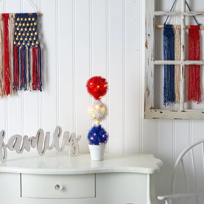 Nearly Natural 18-in Red, White And Blue “Americana” Artificial Topiary Plant With 35 Warm LED Lights 5 Nearly Natural 18-in Red, White And Blue “Americana” Artificial Topiary Plant With 35 Warm LED Lights - Image 3