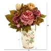 Nearly Natural 18-in Peony Artificial Arrangement In Floral Pitcher