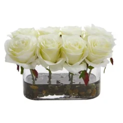 Nearly Natural 5.5-in Blooming Roses In Glass Vase Artificial Arrangement 13 Nearly Natural 5.5-in Blooming Roses In Glass Vase Artificial Arrangement -Artificial Plant Store GUEST 34338681 aea8 4cca b95d 553b97a64105