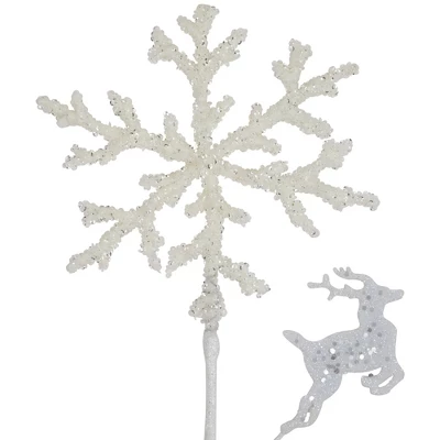 Northlight 28.5" Glittered White Snowflake And Reindeer Christmas Spray 5 Northlight 28.5" Glittered White Snowflake And Reindeer Christmas Spray - Image 3