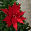 Northlight 24" Glittered Red Poinsettia Christmas Stem Spray