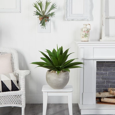 Nearly Natural 24-in Agave Artificial Plant In Sand Colored Bowl 3 Nearly Natural 24-in Agave Artificial Plant In Sand Colored Bowl