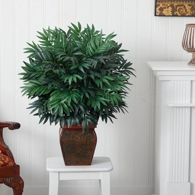 Nearly Natural Double Bamboo Palm With Decorative Planter Artificial Plant 4 Nearly Natural Double Bamboo Palm With Decorative Planter Artificial Plant - Image 2