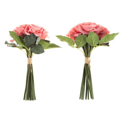 Rose Artificial Flowers - 18Pc Real Touch 11.5-Inch Fake Flower Set With Stems For Home Décor, Wedding, Or Bridal/Baby Showers By Pure Garden (Coral) 5 Rose Artificial Flowers - 18Pc Real Touch 11.5-Inch Fake Flower Set With Stems For Home Décor, Wedding, Or Bridal/Baby Showers By Pure Garden (Coral) - Image 3