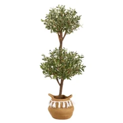 Nearly Natural 4.5-ft Artificial Olive Double Topiary Tree With Handmade Jute & Cotton Basket With Tassels -Artificial Plant Store GUEST 3b5ede3a 02bb 40c3 b4a9 85e95e99ec67
