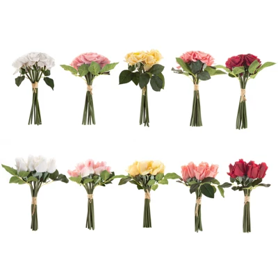 Rose Artificial Flowers - 24Pc Real Touch 11.5-Inch Fake Flower Set With Stems For Home Décor, Wedding, Or Bridal/Baby Showers By Pure Garden (Yellow) 4 Rose Artificial Flowers - 24Pc Real Touch 11.5-Inch Fake Flower Set With Stems For Home Décor, Wedding, Or Bridal/Baby Showers By Pure Garden (Yellow) - Image 2