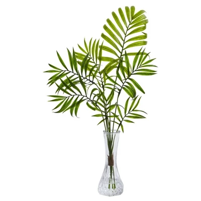 19" X 10" 3pc Artificial Mini Palm Plant In Vase Set - Nearly Natural 3 19" X 10" 3pc Artificial Mini Palm Plant In Vase Set - Nearly Natural