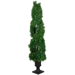 Northlight Real Touch™ Artificial Pre-Lit Cedar Double Spiral Topiary Tree, Clear Lights 4.5' -Artificial Plant Store GUEST 4435afec ffe5 4e0d 9976 a823c60d4bfe