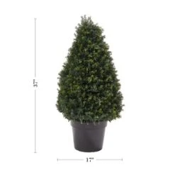 Artificial Cypress Topiary-37 Tower Style Faux Plant In Sturdy Pot - Realistic Indoor Or Outdoor Potted Shrub-Home Decor By Pure Garden