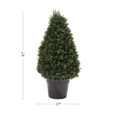 Artificial Cypress Topiary-37 Tower Style Faux Plant In Sturdy Pot - Realistic Indoor Or Outdoor Potted Shrub-Home Decor By Pure Garden 3 Artificial Cypress Topiary-37 Tower Style Faux Plant In Sturdy Pot - Realistic Indoor Or Outdoor Potted Shrub-Home Decor By Pure Garden