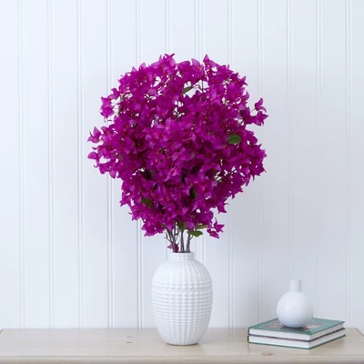 Nearly Natural 40-in Artificial Purple Bougainvillea Arrangement With Vase 7 Nearly Natural 40-in Artificial Purple Bougainvillea Arrangement With Vase - Image 5