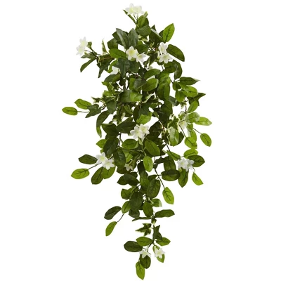 Nearly Natural 19-in Mixed Stephanotis & Ivy Hanging Artificial Plant (Set Of 4) 3 Nearly Natural 19-in Mixed Stephanotis & Ivy Hanging Artificial Plant (Set Of 4)