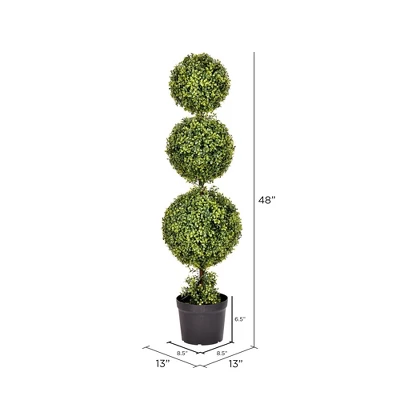 Artificial Boxwood Triple Ball With Pot (UV) (4') - Vickerman 3 Artificial Boxwood Triple Ball With Pot (UV) (4') - Vickerman