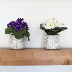 Nearly Natural 8-in African Violet Artificial Plant In Floral Design Vase (Set Of 2) -Artificial Plant Store GUEST 4cb7ad19 0289 4c50 9175 46cd29e28d37