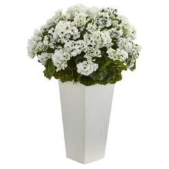 Nearly Natural 27-in Geranium Artificial Plant In White Planter UV Resistant (Indoor/Outdoor), White 15 Nearly Natural 27-in Geranium Artificial Plant In White Planter UV Resistant (Indoor/Outdoor), White -Artificial Plant Store GUEST 4d475f9d ea83 493d b19a cc59f81dd25c