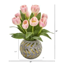 Nearly Natural Tulip Artificial Arrangement In Decorative Vase, White 12 Nearly Natural Tulip Artificial Arrangement In Decorative Vase, White -Artificial Plant Store GUEST 4f854fff cf0b 44e4 9123 ac0279c97a67