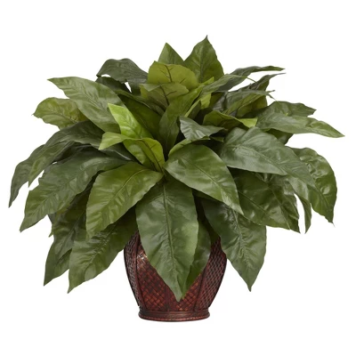 Nearly Natural 23-in Birdsnest Fern W/Decorative Vase Silk Plant 3 Nearly Natural 23-in Birdsnest Fern W/Decorative Vase Silk Plant