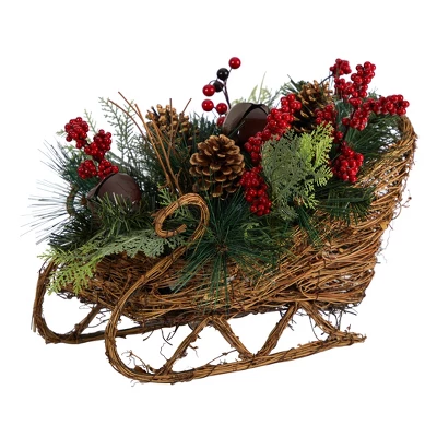 Nearly Natural 18-in Christmas Sleigh With Pine, Pinecones And Berries Artificial Christmas Arrangement 5 Nearly Natural 18-in Christmas Sleigh With Pine, Pinecones And Berries Artificial Christmas Arrangement - Image 3