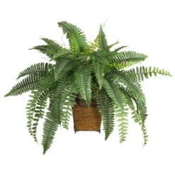 Nearly Natural Boston Fern With Wicker Basket Artificial Plant 9 Nearly Natural Boston Fern With Wicker Basket Artificial Plant -Artificial Plant Store GUEST 558301e6 cf34 44bf b005 5ce8627d8673