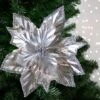 Northlight 24" Metallic Silver Poinsettia Christmas Stem Spray