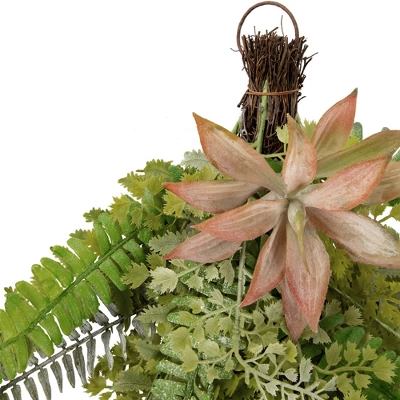 Northlight Fern And Succulents Artificial Spring Teardrop Swag - 28" 8 Northlight Fern And Succulents Artificial Spring Teardrop Swag - 28" - Image 6