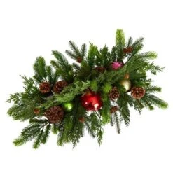 Nearly Natural 24-in Cedar Pine, Pinecones And Ornaments Artificial Christmas Arrangement In Tin Vase -Artificial Plant Store GUEST 59d18e0e fd3c 4673 9136 a5c98265aaaf