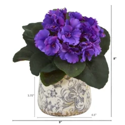 Nearly Natural 8-in African Violet Artificial Plant In Floral Design Vase (Set Of 2) -Artificial Plant Store GUEST 5bd28d76 3b48 4be0 bfe0 13741c06e277
